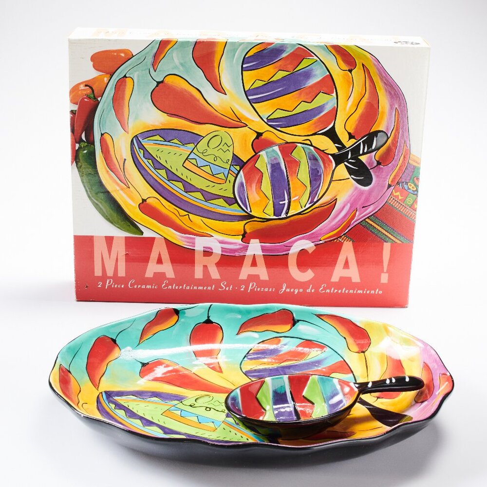 MARACA!  TWO PIECE CERAMIC ENTERTAINMENT SET - NEVER USED!!